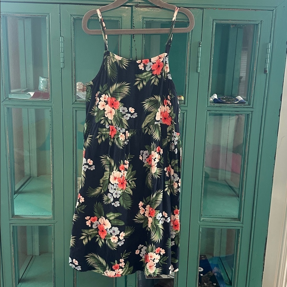 Old Navy Navy and Green Floral Dress